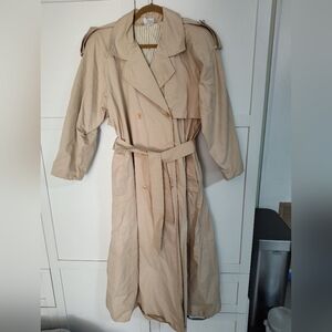 Laura Ashley Vintage Belted Trench Midi Coat Cotton Size Small/Med Great Britain